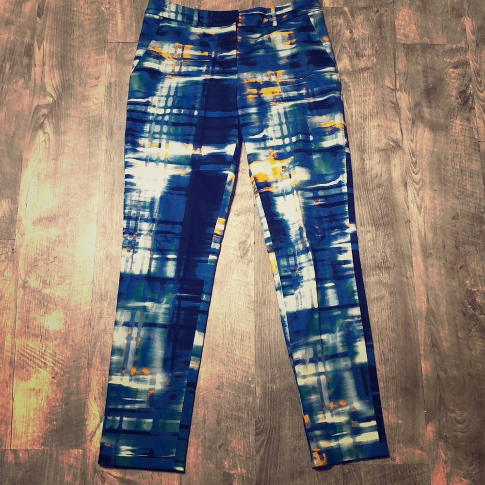 Lela Rose Abstract Watercolor Ankle Pants